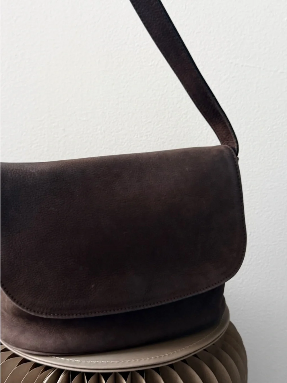 Vintage Coach Made in Italy Tumbled Leather & Suede Flap Bag